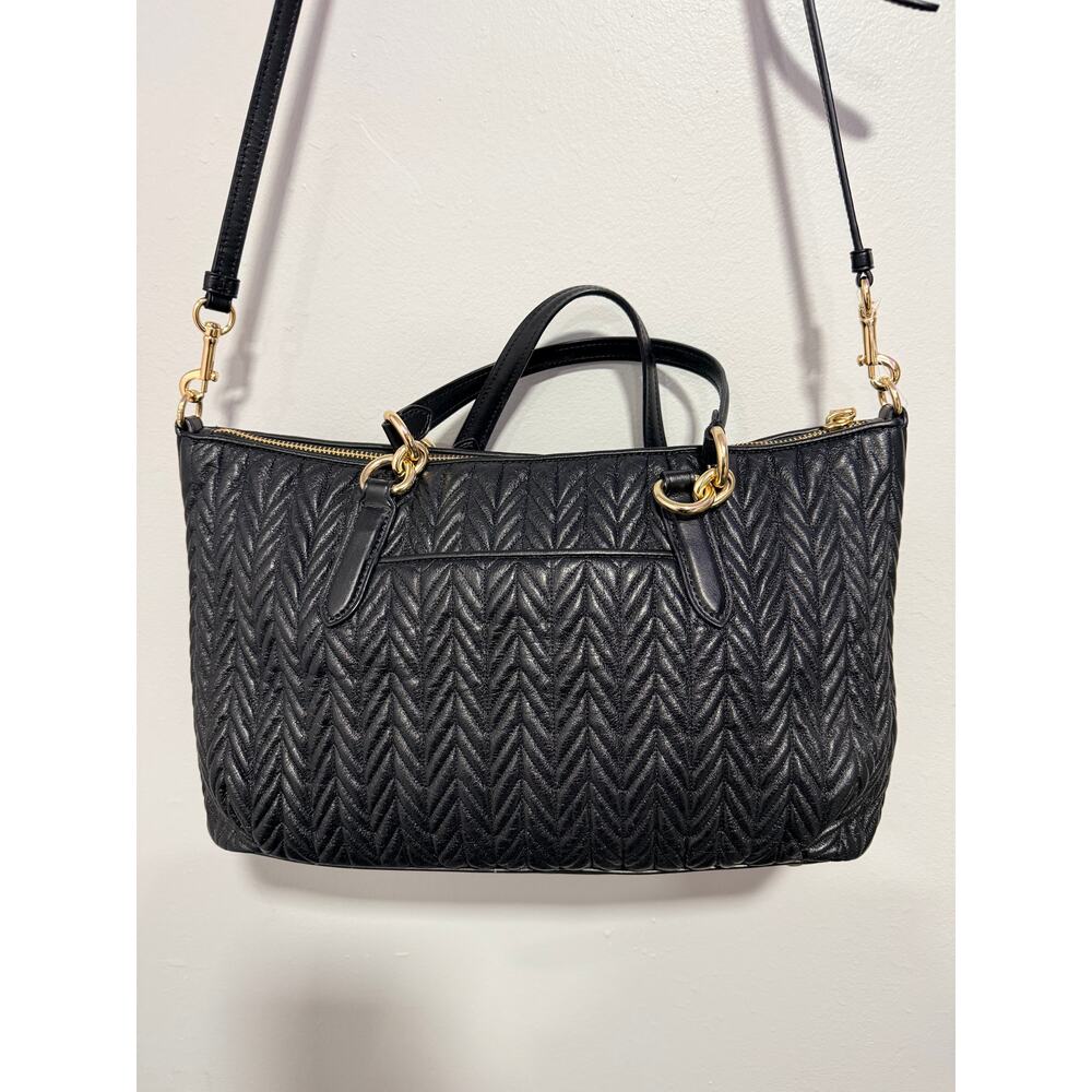 NWOT Coach Quilted Black Leather Ally satchel F73978 - Picture 5 of 8